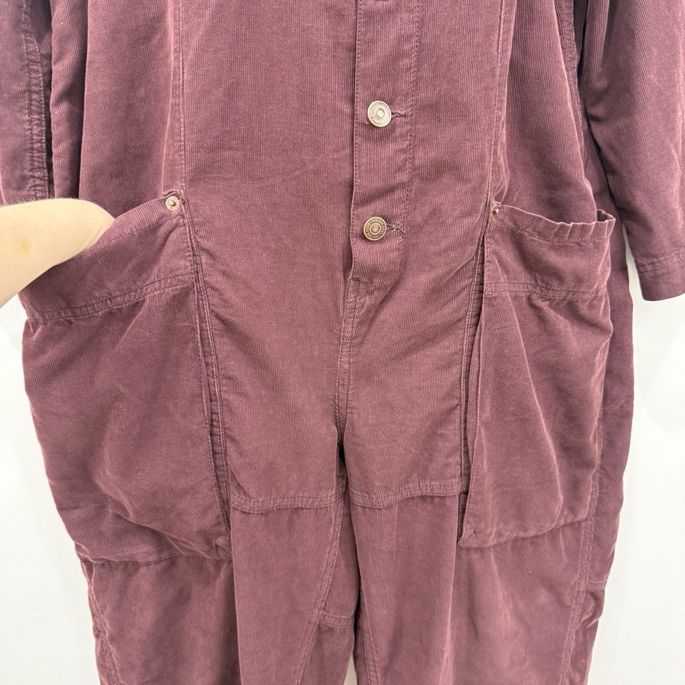 We The Free Margarita Cord Jumpsuit S Wine Oversized Country Indie Boho Grunge - Picture 11 of 16